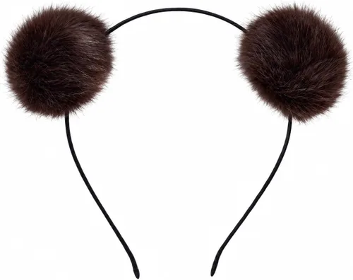Vista 16 de BAOBAO - Diadema de piel de conejo sintética esponjosa con orejas de gato, panda, fiesta de Navidad, cosplay Negro