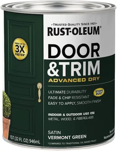Vista 11 de Rust-Oleum 369386 Advanced Dry Door & Trim Paint - Pintura de cuarto de galón, color azul marino satinado