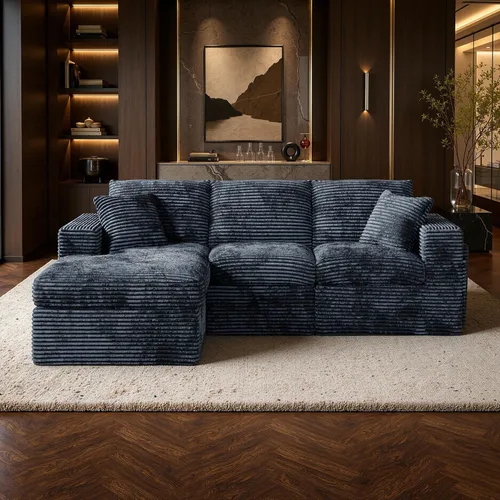 Vista 18 de Sofá seccional modular sin hueso en forma de L de 96 pulgadas Negro