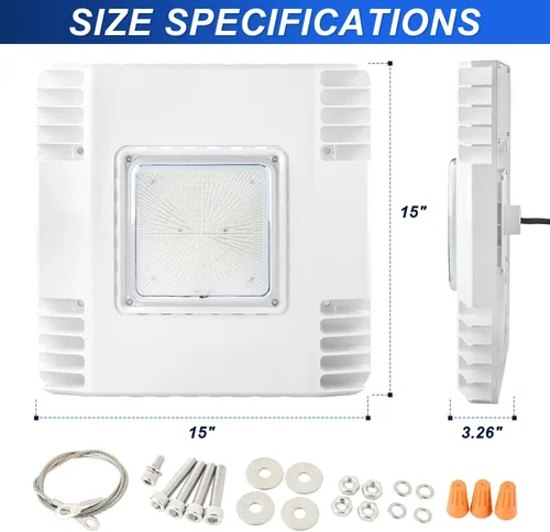 Vista 8 de 150W LED Canopy Light, 21000LM 5700K, Surface Mount LED Gas Station Carport Ceiling Light [600W HID/HPS Equiv.], IP65 Rated High Bay Parking Garage
