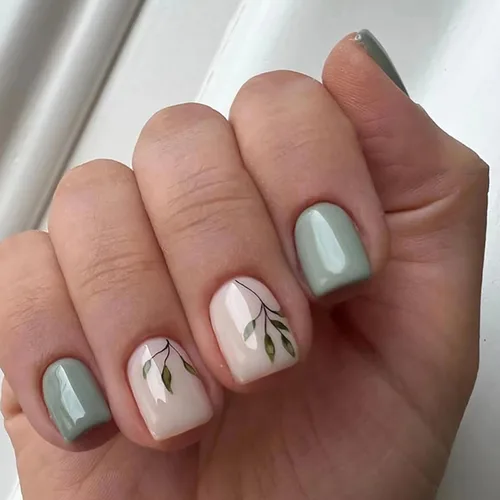 Vista 14 de 24 uñas postizas cortas a presión con flores 3D, uñas postizas reutilizables para primavera y verano, uñas acrílicas artificiales, uñas cuadradas