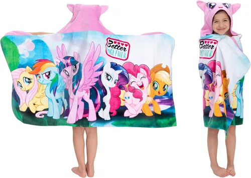 My Little Pony Toalla Envolvente con Capucha de Rizo de Algodón Suave para Baño/Piscina/Playa, 24 x 50 pulgadas, Por Franco Kids