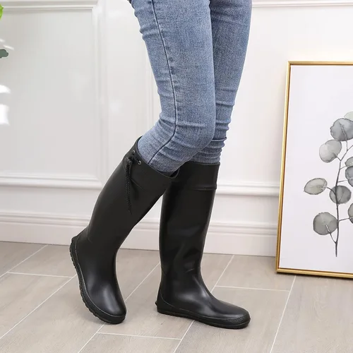 Vista 3 de Botas de lluvia altas para mujer, impermeables, suaves, botas de jardín Wellington ultraligeras