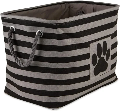 Vista 38 de Bone Dry - Cesta de almacenamiento para mascotas, diseño de parche de pata rayado, aguamarina, rectángulo pequeño