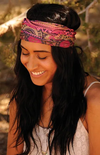 Vista 6 de Karma Diadema para mujer con arco turquesa de Kenia - Banda ancha de tela y bufanda elástica para el cabello, turquesa, 1 unidad (paquete de 1)