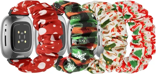 Vista 11 de Bandas elásticas compatibles con Fitbit Sense/Sense 2/Versa 3 / Versa 4 para mujer, paquete de 4 correas elásticas de repuesto de nailon elástico