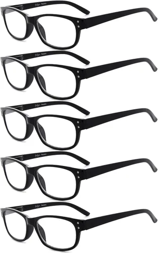 Vista 10 de Eyekepper Gafas de lectura clásicas para hombre, paquete de 5 con bisagras de resorte