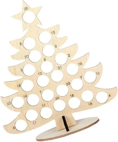 Vista 5 de Calendario de Adviento 2022, calendario de cuenta regresiva de Navidad, marco de chocolate de madera, calendario de Adviento de decoración