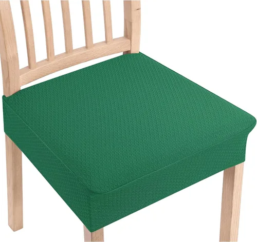Vista 27 de Smiry Juego de 2 fundas de asiento elásticas de jacquard para sillas de comedor, extraíbles y lavables, sin fundas traseras, color aguamarina