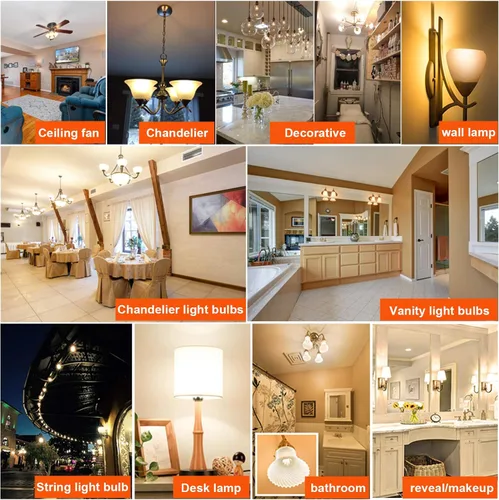 Vista 7 de LiteHistory E12 - Bombilla LED regulable g16.5 de 6 W, igual a 60 W, 600 lúmenes, AC120V E12, bombilla de candelabro de 60 W para candelabros