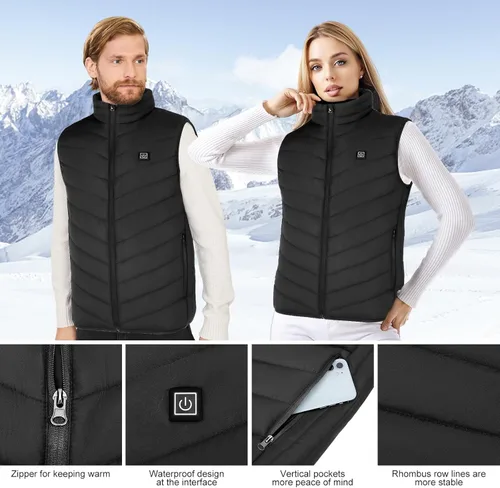 Vista 5 de Heated Vest for Men Women 9 Heating Zones Lightweight Heated Jacket with 3 Heat Levels USB Charging No Battery