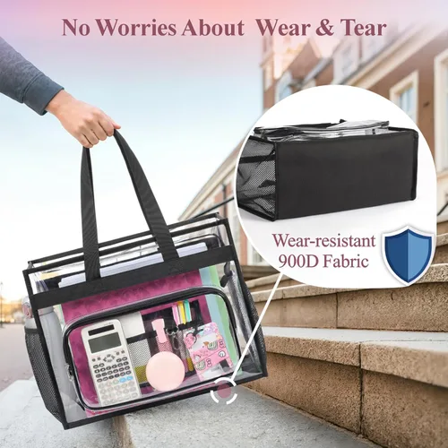 Vista 7 de PACKISM Bolsa transparente para la escuela, bolsa transparente grande y resistente para la escuela, transparente de PVC transparente para niñas