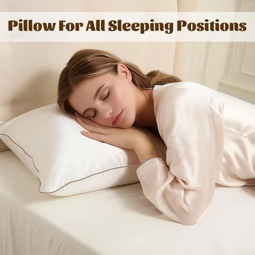 Vista 7 de Bafode Almohadas de plumas de ganso, almohadas de cama, tamaño Queen, juego de 2, almohadas de hotel para dormir, almohadas blancas suaves