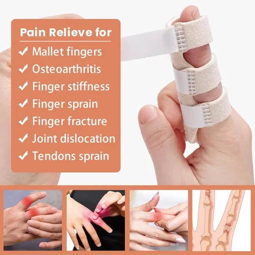 Vista 5 de Férula de dedo de gatillo, férulas de dedo para enderezar y disparar dedos y dedos rotos, soporte de dedo se ajusta al índice, dedos anulares Beige