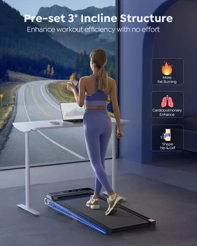Vista 5 de ACEZOE Walking Pad Treadmill with 10% Incline, Under Desk Treadmill, Compact Portable Treadmills for Home Office, 285lbs Capacity, APP/Remote