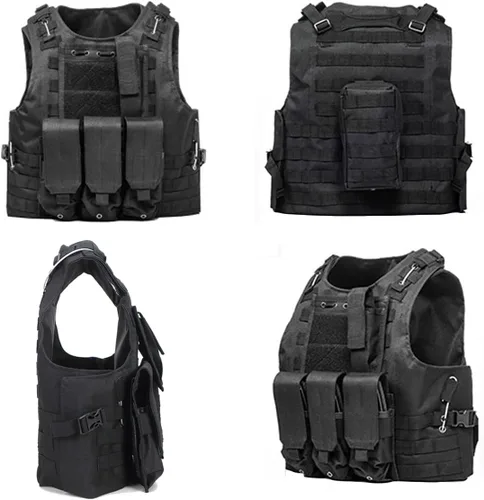 Vista 6 de AZB Chaleco táctico, chaleco ligero de Airsoft, chaleco de paintball ajustable con bolsa extraíble