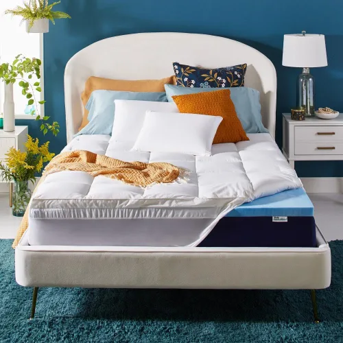 Vista 2 de Sleep Innovations colchoneta de capa doble para colchón, 4 pulgadas, Poliuretano, Blanco, King