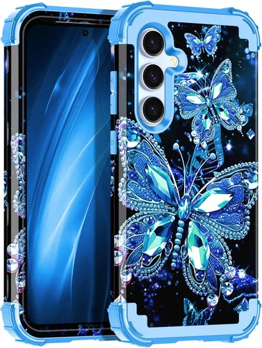 Vista 45 de Miqala Funda para Galaxy S8, que brilla en la oscuridad, tres capas, resistente, a prueba de golpes, protección completa, parachoques de plástico