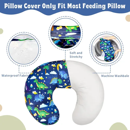 Vista 5 de Hooyax Funda de almohada de lactancia impermeable para bebé, fundas elásticas para almohadas de lactancia materna, adorable funda de almohada