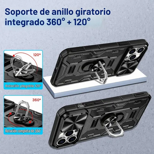 Vista 3 de VEGO Funda para iPhone 13 Pro Max/iPhone 12 Pro Max con soporte, cubierta deslizante para cámara y funda con clip para cinturón, funda protectora