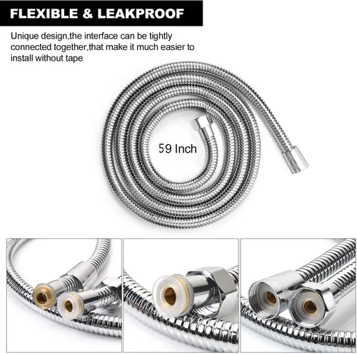 Vista 6 de Kit de limpieza de enema con accesorio para baño, manguera de ducha de 59 pulgadas, sistema de limpieza de bidé de ducha de enema