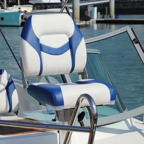 Vista 2 de Asiento plegable marino de respaldo bajo premium, tornillos de acero inoxidable incluidos