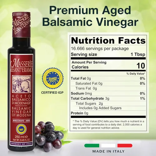 Vista 2 de Masserie di Sant'Eramo (1 paquete) Botellas de 8.5 fl oz de vinagre balsámico de Módena