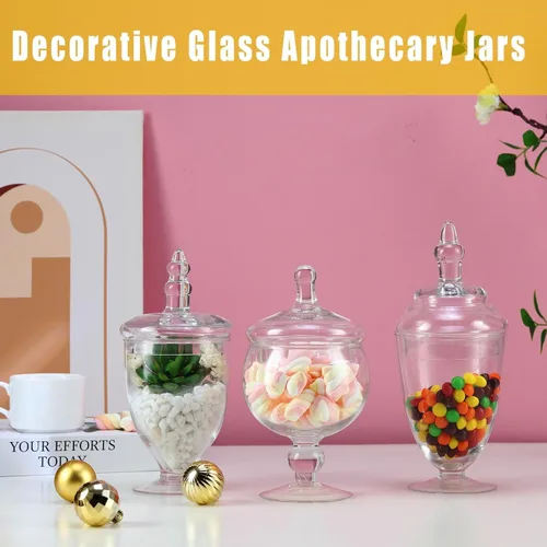 Vista 7 de Apothecary - Tarros decorativos de cristal para dulces, exhibición de buffet, elegante tarro de almacenamiento, recipientes decorativos