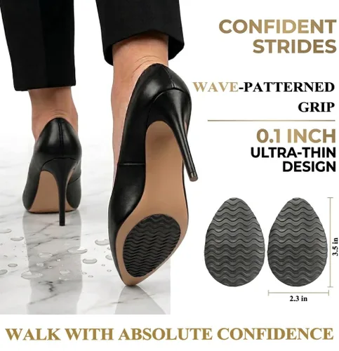 Vista 3 de Protector de suela de zapato, almohadillas antideslizantes autoadhesivas, empuñaduras antideslizantes para zapatos, Negro