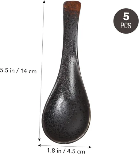 Vista 7 de UPKOCH Juego de cucharas de arroz de cerámica de cuchara de sopa de estilo japonés 5pcs para la cocina casera