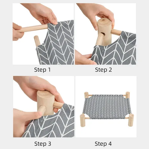 Vista 6 de Patas Lague Hamaca Cama para Gatos y Perros Pequeños, Cama Elevada de Madera Transpirable para Mascotas Gatos Conejos con Refrigeración para Arrow
