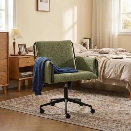 Vista 4 de YOUNIKE Wide Seat Home Office Chair, Modern Desk Chair with Comfy Back & Thick Cushion, Fabric, Metal Base, Height Adjustable, Swivel Rolling Task