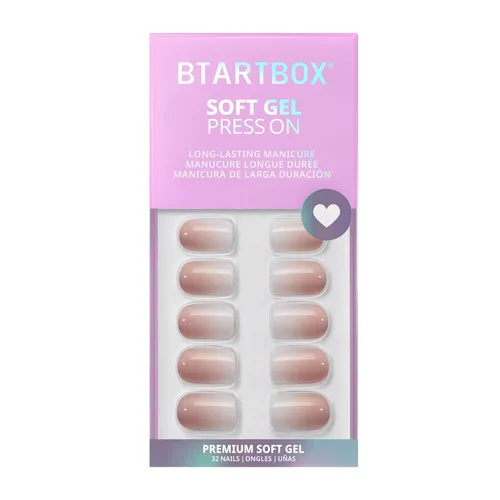 Vista 4 de BTArtbox - Uñas postizas cortas cuadradas con efecto ombré color vainilla, de gel suave, reutilizables, con pegamento, 30 piezas en 15 tamaños