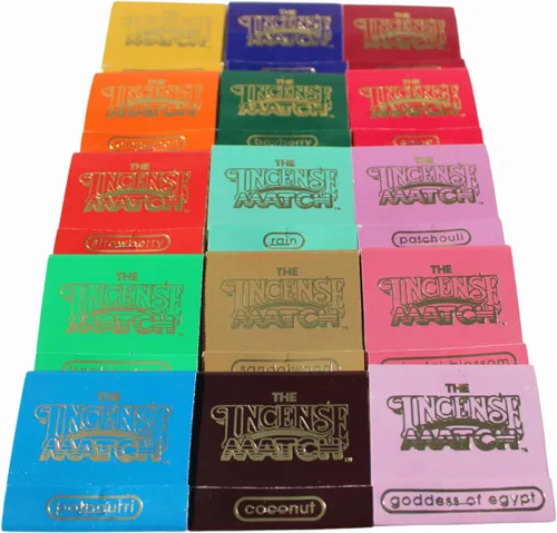 Paquete de 15 The Incense Match: paquete variado | Ambientador portátil y eliminador de olores | Partidos perfumados, viajes, hogar y baño