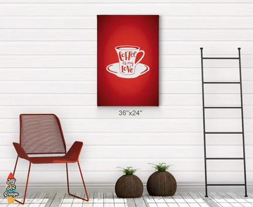 Vista 4 de HB Art Design Coffee is My Love Quote Espresso in Red Background Canvas Print Wall Art Coffee Bar Decor Coffee Signs Kitchen Wall Decor Dining Room
