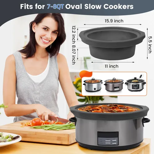Vista 2 de Slow Cooker Liners fit Crock Pot 7-8 QT,Maywe Tanso for Crock Pot Liners For 7-8 Quart Oval Slow Cookers,Reusable & Leakproof Silicone Slow Cooker