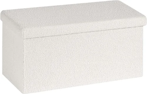 Vista 205 de PINPLUS Otomanas otomanas de almacenamiento con forma cuadrada con reposapiés de almacenamiento para sala de estar, asiento otomano Boucle para Gris