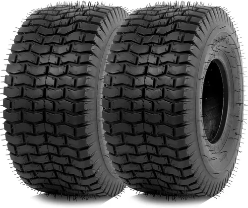 Vista 8 de Juego de 2 neumáticos 16x6.50-8 - 4PR resistentes sin cámara, neumáticos de repuesto para tractor de césped con banda de rodadura estriada profunda