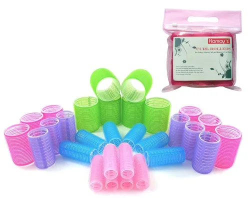 Vista 7 de Kamay's - Rodillos para el cabello con 12 pinzas de sección de pico de pato, 1 peine, utilizados para peinar el cabello, rodillos autoadherentes
