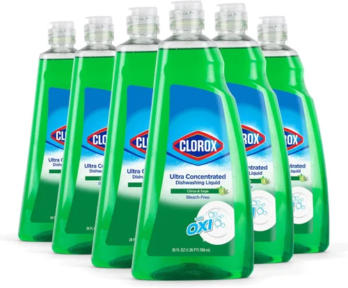 Vista 9 de Clorox Jabón líquido ultra concentrado para platos con OXI, aroma a flor de manzana, detergente para lavavajillas, fórmula sin blanqueador que