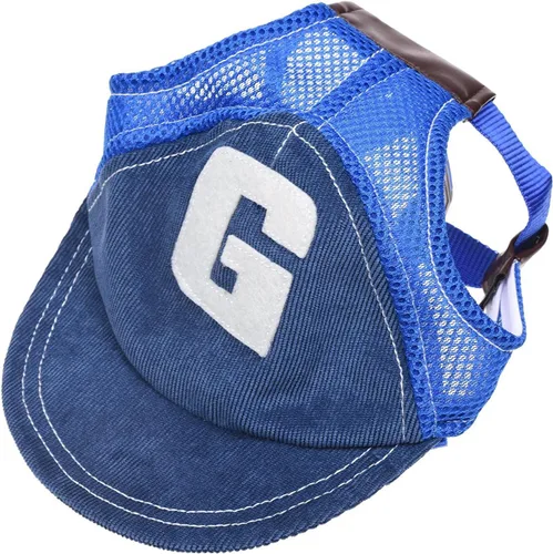 Vista 7 de Gorra de béisbol para perros para mascotas, gorra deportiva para exteriores, protección solar, gorra de verano para perros pequeños, medianos y Azul