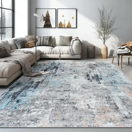 Vista 9 de Auemtyn Alfombra lavable de 6 x 9, moderna, abstracta, suave, delgada, antideslizante, para interiores, para sala de estar, dormitorio, comedor