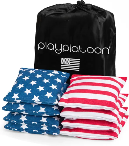 Play Platoon Bolsas de Cornhole Resistentes a la Intemperie - Juego de 8 Bolsas de Frijoles Reglamentarias para Lanzar - Tamaño y Peso Profesional