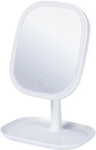 Vista 9 de Espejo de maquillaje LED, recargable por USB, espejo de tocador de mesa iluminado, 3 modos de color, espejo independiente giratorio de 180°