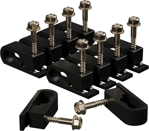 Vista 5 de THE CIMPLE CO Clips dobles para cables, 50 unidades, gestión de cables para interiores y exteriores, clips de alambre de 1/2 pulgada para cable