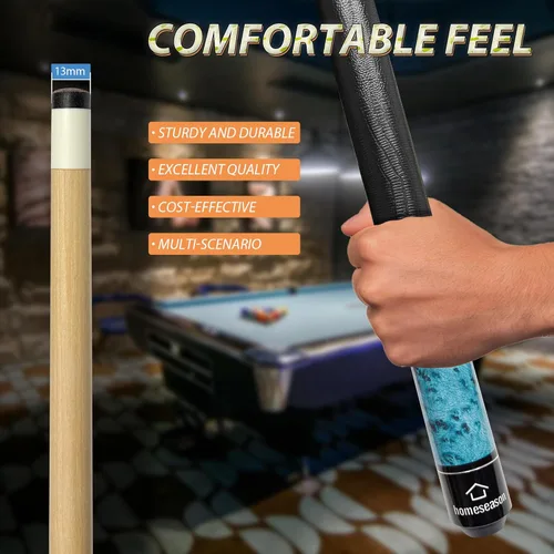 Vista 2 de HomeSeason 58 inch Pool Cue Stick 13mm Tip Billiard Cue Sticks, Perfect for Precision Play, Low Deflection Pool Cue for Enhanced Accuracy