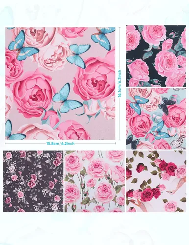 Vista 2 de 6 piezas de paños de limpieza de gafas engrosados con diseño elegante de flores, paños de microfibra multicolores para lentes de anteojos, toallitas