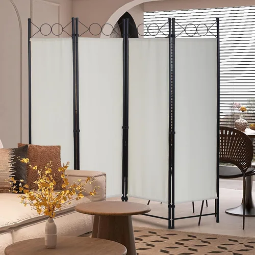 Vista 44 de Divisor de habitación de 4 paneles de 6 pies, marco de acero, pantalla plegable de privacidad, división independiente para el hogar, oficina, Azul