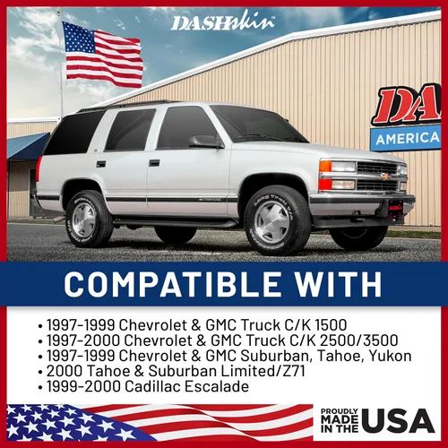 Vista 3 de DashSkin Funda de tablero de plástico moldeado compatible con C1500 K1500 Tahoe Suburban Yukon 1997-2000 y 1997-2000 Escalade en negro - Fabricado