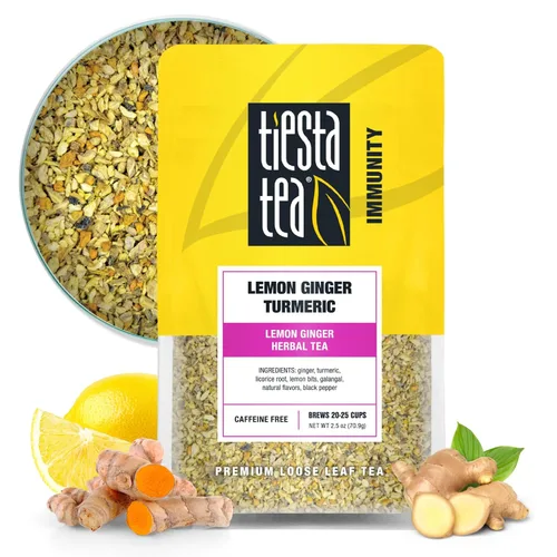 Tiesta Tea - Cúrcuma de limón y jengibre, hojas sueltas, té de hierbas de limón y jengibre, mezcla premium, herbal sin cafeína, prepara infusiones